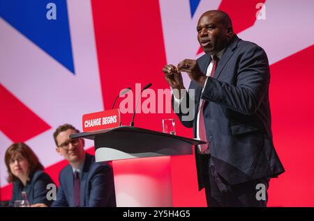 Liverpool, Royaume-Uni. 22 septembre 2024. David Lammy Ministre des Affaires étrangères discours Liverpool UK. Photo : Garyroberts/worldwidefeatures.com crédit : GaryRobertsphotography/Alamy Live News Banque D'Images