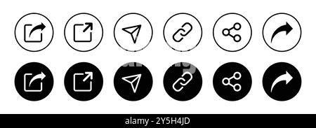 Jeu de boutons d'icône Partager. Partager l'icône défini isolé sur fond blanc. Icône de partage dans un style plat et contour. Illustration vectorielle. Illustration de Vecteur