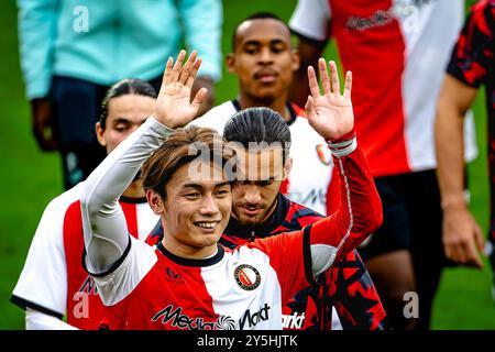 ROTTERDAM, pays-Bas. 22 septembre 2024. Football, Stadium de Kuip, Dutch eredivisie, saison 2024/2025, pendant le match Feyenoord - NAC, Feyenoord Rotterdam Forder Ayase Ueda crédit : Pro Shots/Alamy Live News Banque D'Images