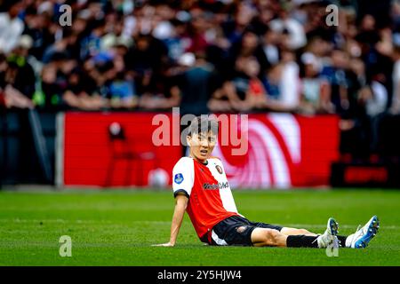 ROTTERDAM, pays-Bas. 22 septembre 2024. Football, Stadium de Kuip, Dutch eredivisie, saison 2024/2025, pendant le match Feyenoord - NAC, Feyenoord Rotterdam Midfielder Inbeom Hwang crédit : Pro Shots/Alamy Live News Banque D'Images