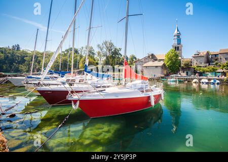 Port des Pêcheurs à Yvoire village en haute-Savoie, Rhône-Alpes, France Banque D'Images