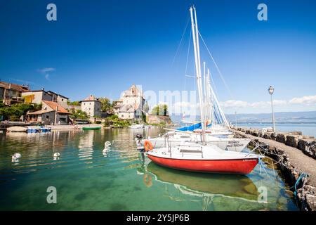 Port des Pêcheurs à Yvoire village en haute-Savoie, Rhône-Alpes, France Banque D'Images