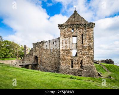 Les ruines du château du XVe siècle de St Andrews à Fife, en Écosse. Banque D'Images