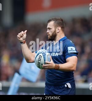 22 septembre 2024 ; Salford Community Stadium, Salford, Lancashire, Angleterre; Gallagher Premiership Rugby, Sale Sharks versus Harlequins ; Luke Cowan-Dickie de Sale Sharks Banque D'Images