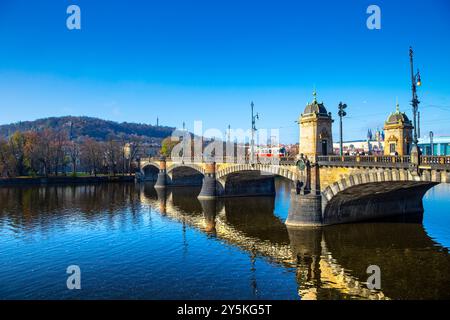 Pont de la Légion (Most Legii) et la rivière Vltava, Prague, République tchèque Banque D'Images