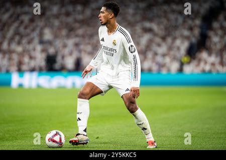 Madrid, Espagne. 21 septembre 2024. Jude BELLINGHAM du Real Madrid lors du match de football de la ligue espagnole entre le Real Madrid et le RCD Espanyol de Barcelone le 21 septembre 2024 au stade Santiago Bernabeu de Madrid, Espagne - photo Matthieu Mirville/DPPI crédit : DPPI Media/Alamy Live News Banque D'Images