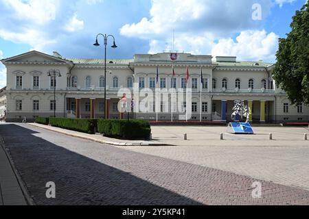 Vilnius, Lituanie - 22 juillet 2024 : Palais présidentiel à Vilnius. Banque D'Images