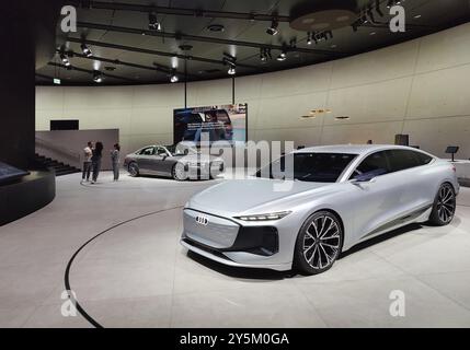 Vue intérieure du Pavillon Audi, Autostadt, Volkswagen AG, Wolfsburg, basse-Saxe, Allemagne, Europe Banque D'Images