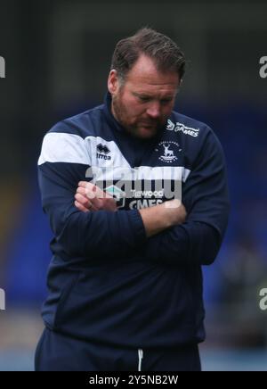 Darren Sarll, manager de Hartlepool United, lors du match de la Ligue nationale Vanarama entre Hartlepool United et Dagenham and Redbridge au Victoria Park, Hartlepool, le samedi 21 septembre 2024. (Photo : Michael Driver | mi News) crédit : MI News & Sport /Alamy Live News Banque D'Images