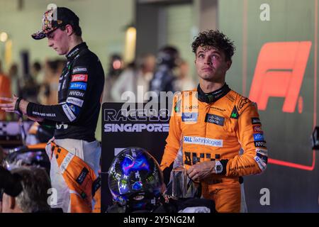 Marina Bay Street circuit, Singapour, Singapour. 22 septembre 2024 ; Lando Norris de Grande-Bretagne et l'écurie McLaren F1 Team lors du Grand Prix de formule 1 de Singapour crédit : Jay Hirano/AFLO/Alamy Live News Banque D'Images