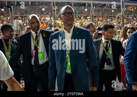 Marina Bay, Singapour, 22 septembre 2024, Paul Kagame, Président du Rwanda, assister au jour de la course, manche 18 du championnat de formule 1 2024. Crédit : Michael Potts/Alamy Live News Banque D'Images