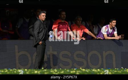 BUENOS AIRES, ARGENTINE - 21 SEPTEMBRE : entraîneur-chef Marcelo Gallardo de River plate lors du match de Liga Profesional 2024 entre Boca Juniors et Riv Banque D'Images