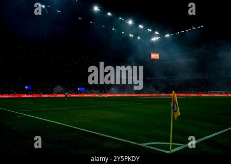 Milan, Italie. 22 septembre 2024. Milan, Italie, 22 septembre 2024 : spectacle de lumière avant le match de football Seria A entre le FC Internazionale et l'AC Milan à San Siro à Milan, Italie. (Daniela Porcelli/SPP) crédit : SPP Sport Press photo. /Alamy Live News Banque D'Images