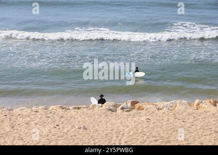 Les rives de l'océan Atlantique à Lacanau-Océan dans le Médoc en Gironde dans le sud-ouest de la France. Lacanau-Océan, Médoc, Gironde, Nouvelle Aquitaine, Fran Banque D'Images