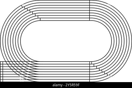 Icône de piste de course ou de piste de course à pied. Vue de dessus du stade. Arène sportive pour sprint, marathon ou autres compétitions athlétiques isolé sur fond blanc. Illustration vectorielle. Illustration de Vecteur