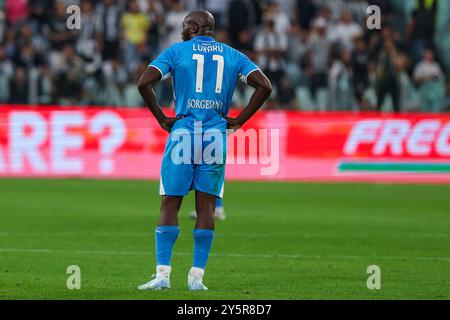 Turin, Italie. 21 septembre 2024. Romelu Lukaku de la SSC Napoli a vu lors de la Serie A 2024/25 un match de football entre la Juventus FC et la SSC Napoli au stade Allianz. FINAL SCOREJuventus 0 | 0 Napoli crédit : SOPA images Limited/Alamy Live News Banque D'Images