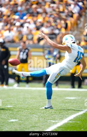 Pittsburgh, Pennsylvanie, États-Unis. 22 septembre 2024. 22 septembre 2024 : JK Scott #16 lors des Pittsburgh Steelers vs Los Angeles charges à l'Acrisure Stadium à Pittsburgh PA. Brook Ward/apparent Media Group (crédit image : © AMG/AMG via ZUMA Press Wire) USAGE ÉDITORIAL SEULEMENT! Non destiné à UN USAGE commercial ! Banque D'Images