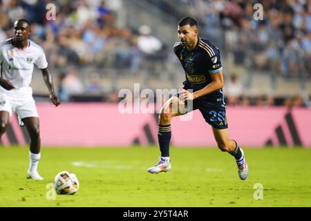 22 septembre 2024 : L'attaquant de l'Union de Philadelphie Tai Baribo (28 ans) chasse le ballon lors de la deuxième moitié d'un match de la MLS contre D. C. United au Subaru Park à Chester, Pennsylvanie. Kyle Rodden/CSM Banque D'Images