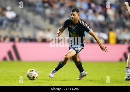 22 septembre 2024 : L'attaquant de l'Union de Philadelphie Tai Baribo (28 ans) chasse le ballon lors de la deuxième moitié d'un match de la MLS contre D. C. United au Subaru Park à Chester, Pennsylvanie. Kyle Rodden/CSM Banque D'Images