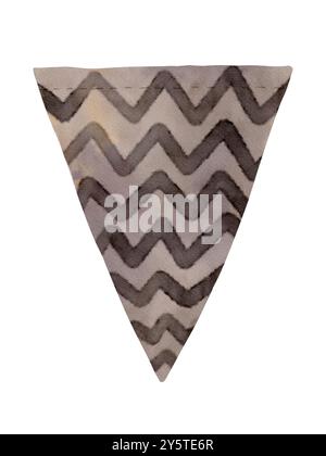 Il s'agit d'un design triangulaire distinctif qui met en valeur un motif zigzag élégant rendu dans des tons discrets. Objet isolé sur un fond blanc pour la conception et l'impression diverses. Art numérique dans le style aquarelle. Banque D'Images