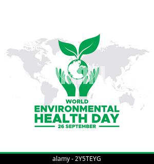 Journée mondiale de la santé environnementale, 26 septembre, bannières publicitaires, affiche, dépliant, conception de modèle, modèle de médias sociaux de la Journée mondiale de la santé environnementale. Illustration de Vecteur