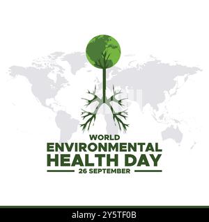 Journée mondiale de la santé environnementale, 26 septembre, bannières publicitaires, affiche, dépliant, conception de modèle, modèle de médias sociaux de la Journée mondiale de la santé environnementale. Illustration de Vecteur