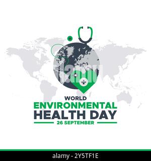 Journée mondiale de la santé environnementale, 26 septembre, bannières publicitaires, affiche, dépliant, conception de modèle, modèle de médias sociaux de la Journée mondiale de la santé environnementale. Illustration de Vecteur