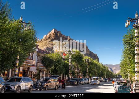 Au Temple Baiju, le temple principal du monastère de Tashilhunpo Xigaze, Tibet. Banque D'Images