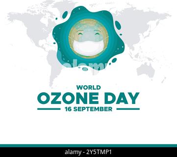Journée mondiale de l'ozone, 16 septembre, journée de l'ozone post, affiche, annonces, conception de bannière, illustration de stock, modèle modifiable, CONCEPTION de médias sociaux de la Journée mondiale de l'ozone. Illustration de Vecteur