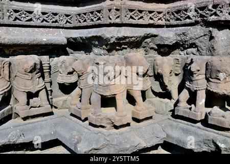 Vue partielle du Temple Gondeshwar, Sinnar, près de Nashik, Maharashtra, Inde Banque D'Images