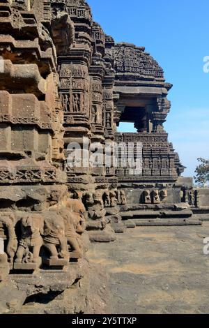 Vue partielle du Temple Gondeshwar, Sinnar, près de Nashik, Maharashtra, Inde Banque D'Images