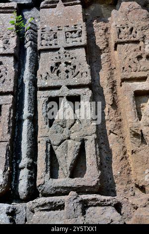 Vue partielle du Temple Gondeshwar, Sinnar, près de Nashik, Maharashtra, Inde Banque D'Images