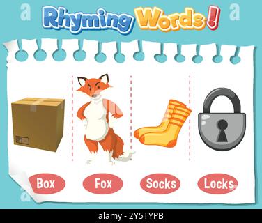 Illustration de mots rimant avec des images Illustration de Vecteur