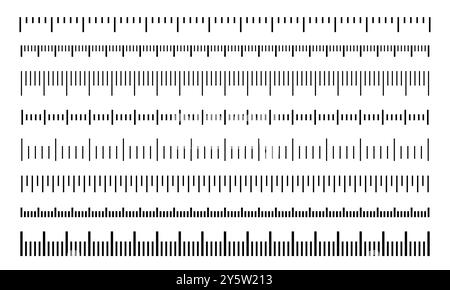 Règles horizontales réglées avec différentes unités Illustration de Vecteur