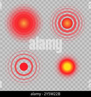 Marques cibles rouges douloureuses définies isolées sur fond transparent Illustration de Vecteur
