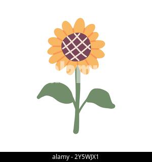 Tournesol, joli objet saisonnier dessiné à la main. Illustration vectorielle dans un style plat Illustration de Vecteur