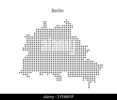 Carte abstraite en noir et blanc pointillé de Berlin. Illustration vectorielle numérique pointillée de carte de ville. Illustration de Vecteur