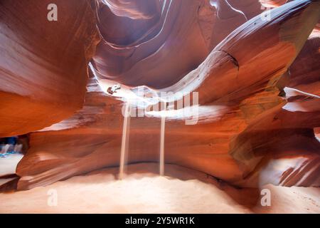 Détails abstraits du mur de canyon de fente orange, Antelope Canyon Arizona, États-Unis. Banque D'Images