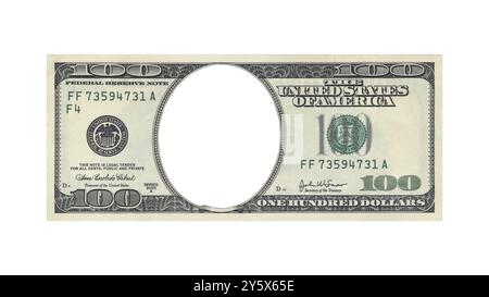 Réaliste 100 Dollar Bill Mockup sur fond blanc Banque D'Images