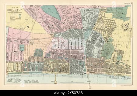 BRIGHTON & HOVE plan de ville antique par GW BACON Sussex 1895 carte ancienne Banque D'Images