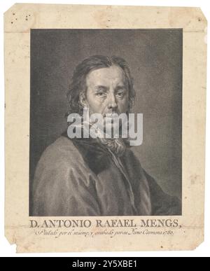 Manuel Salvador Carmona (graveur) (auteur de l'œuvre originale : Mengs, Anton Raphael) / 'Portrait d'Anton Raphael Mengs'. 1780. Taille douce : gravure et gravure sur papier déposé. Musée : Museo del Prado, Madrid, España. Banque D'Images