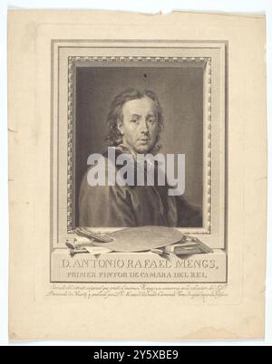 Manuel Salvador Carmona (graveur) (auteur de l'œuvre originale : Mengs, Anton Raphael) / 'Portrait d'Anton Raphael Mengs'. 1780. Taille douce : gravure et gravure sur papier tissé. Musée : Museo del Prado, Madrid, España. Banque D'Images