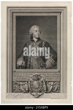 Manuel Salvador Carmona (graveur) (auteur de l'œuvre originale : Mengs, Anton Raphael) / 'Portrait de Fernando de Silva Álvarez de Toledo, XII Duc d'Alba'. 1786. Taille douce : gravure et gravure sur papier déposé. Musée : Museo del Prado, Madrid, España. Banque D'Images