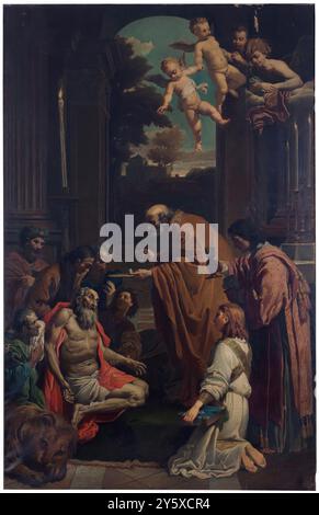 Luis Álvarez Catalá (copie d'après : Domenichino (Domenico Zampieri)) / 'Last communion of Sex Jerome or the Viaticum of Sex'. 1869. Huile sur toile. Musée : Museo del Prado, Madrid, España. Banque D'Images