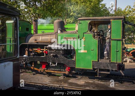 Locomotive à vapeur d'époque nommée Padarn à la gare de Llanberis sur le Snowdon Mountain Railway dans le nord du pays de Galles. Padarn a pris des passagers jusqu'à Snowd Banque D'Images