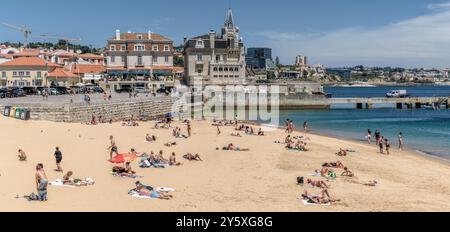 Praia da Ribeira et Palacete Seixas à Cascaes, en portugais Cascais, ville portugaise dans le district de Lisbonne, Portugal, Europe Banque D'Images