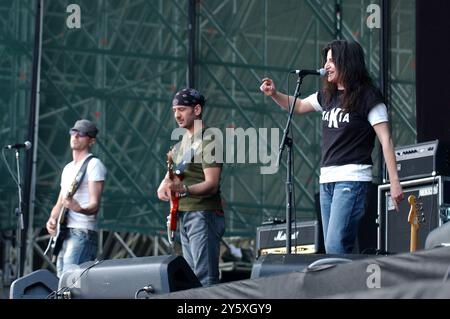 Imola Italie 10/06/2005 : Pia Tuccitto, chanteuse italienne, lors du concert au Heineken Jammin Festival 2005, Autodromo d'Imola Banque D'Images