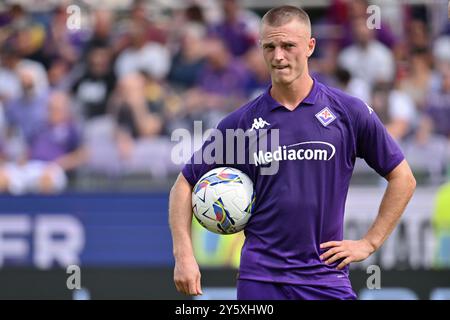 Albert Gudmundsson, attaquant de l'ACF Fiorentina, lors de l'ACF Fiorentina vs SS Lazio, match de football italien Serie A à Florence, Italie, le 22 septembre 2024 Banque D'Images