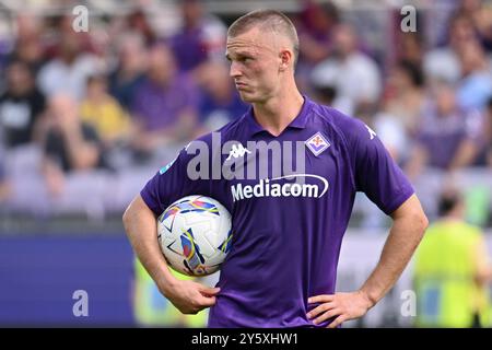 Albert Gudmundsson, attaquant de l'ACF Fiorentina, lors de l'ACF Fiorentina vs SS Lazio, match de football italien Serie A à Florence, Italie, le 22 septembre 2024 Banque D'Images