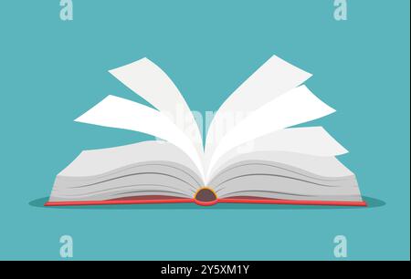 Livre ouvert avec des pages flottantes Illustration de Vecteur